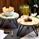 Orange and Green Terrazzo Wood and Resin Cake Stand for Dessert, Fruit and Planter